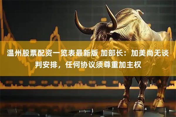 温州股票配资一览表最新版 加部长：加美尚无谈判安排，任何协议须尊重加主权